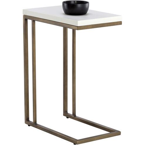 Sawyer 26 X 19.75 inch Antique Brass / White Outdoor End Table